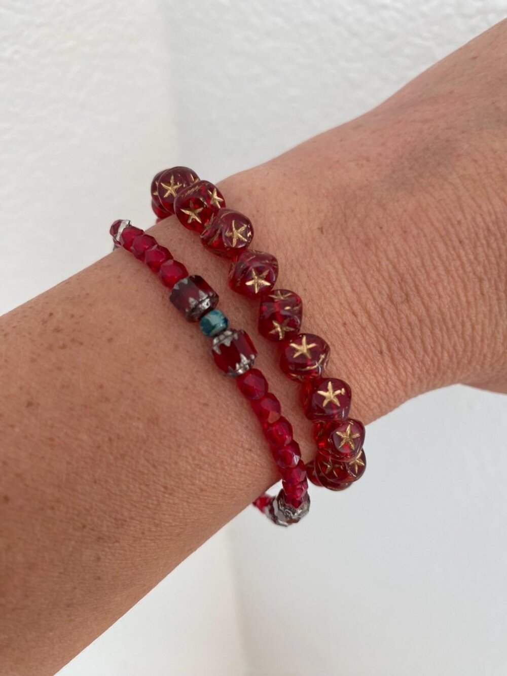Pair of Czech Red Glass Bracelets